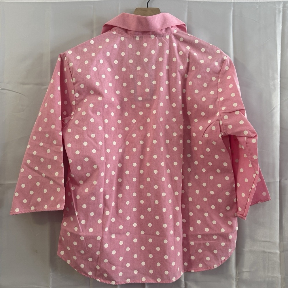 Blair Dress Shirt Women Sz 10P Pink Polka Dot  3/4 Sleeve Button Up Top New Tags - Picture 3 of 7